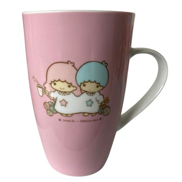 Sanrio Little Twin Stars Johan Ku x Let’s Café Pink Mug 2011 Rare - Picture 1 of 5